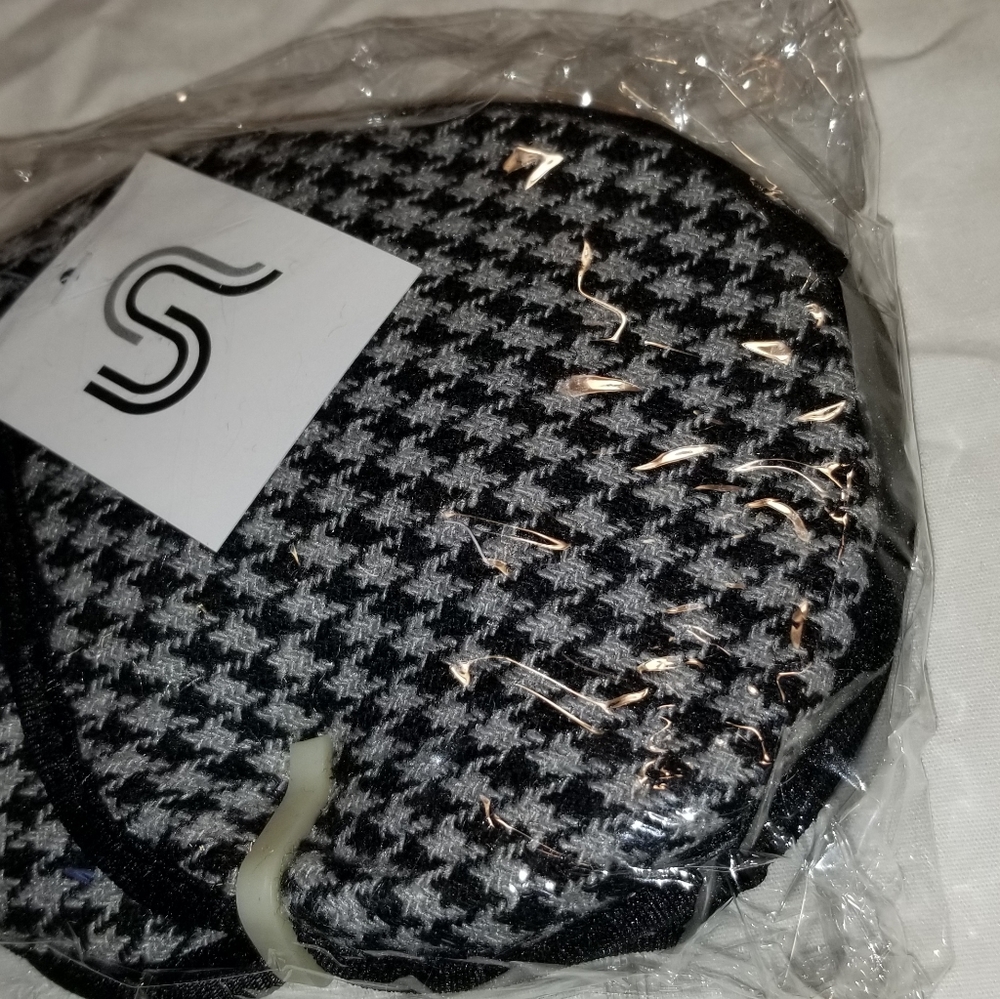 Earmuffs Wrap Around New Black Gray Herringbone